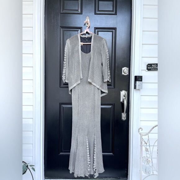 Damianou Two Piece Silver Gold Metallic Dress Set Size S - Picture 2 of 15